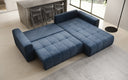 Canapé d’angle design Leveno avec fonction couchage et rabattable en Velours