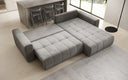 Canapé d’angle design Leveno avec fonction couchage et rabattable en Velours