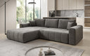 Canapé d’angle design Leveno avec fonction couchage et rabattable en Velours