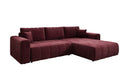 Canapé d’angle design Leveno avec fonction couchage et rabattable en Velours