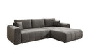 Canapé d’angle design Leveno avec fonction couchage et rabattable en Velours
