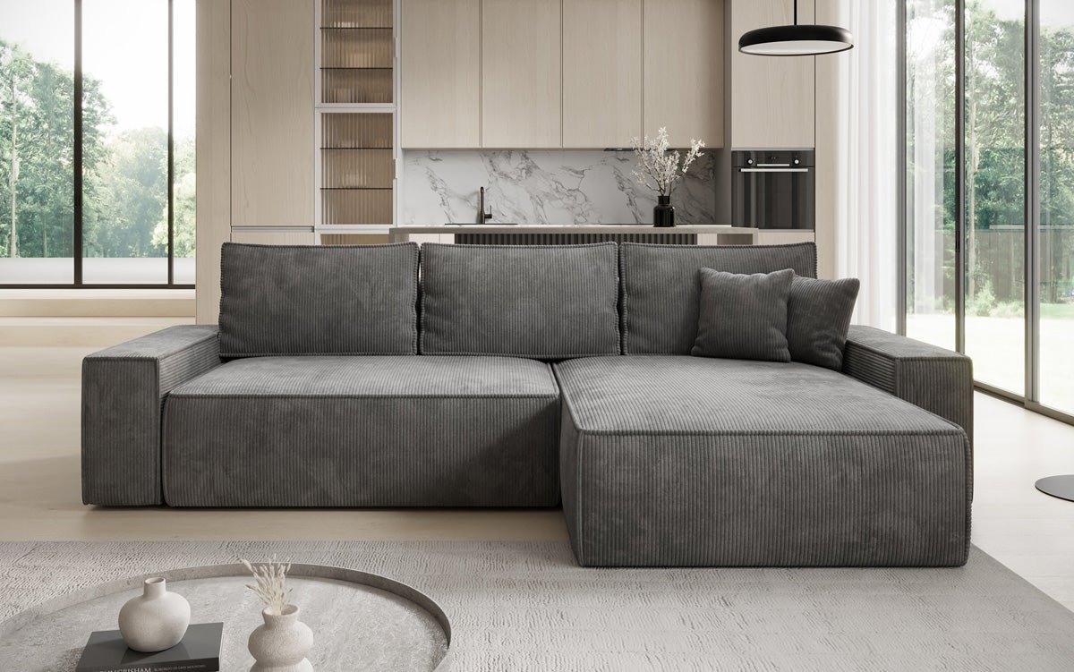 Designer Sofa Lunaro mit Schlaf- und Klappfunktion in Cord
