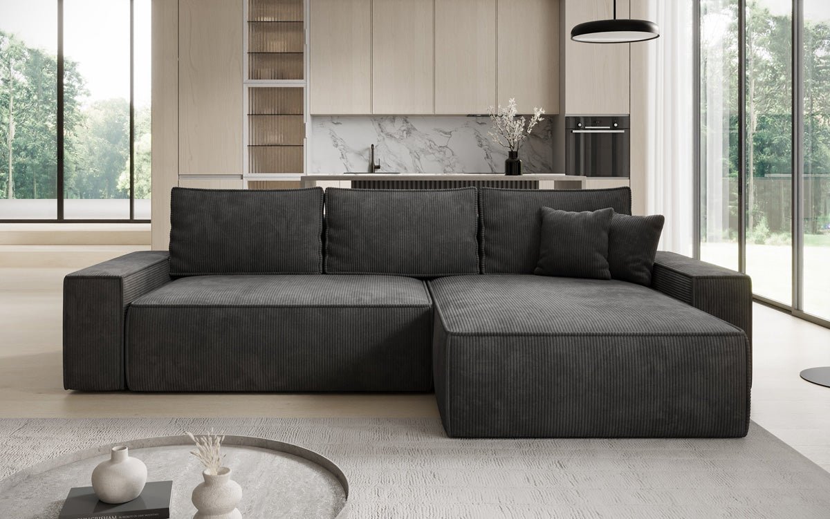 Designer Sofa Lunaro mit Schlaf- und Klappfunktion in Cord