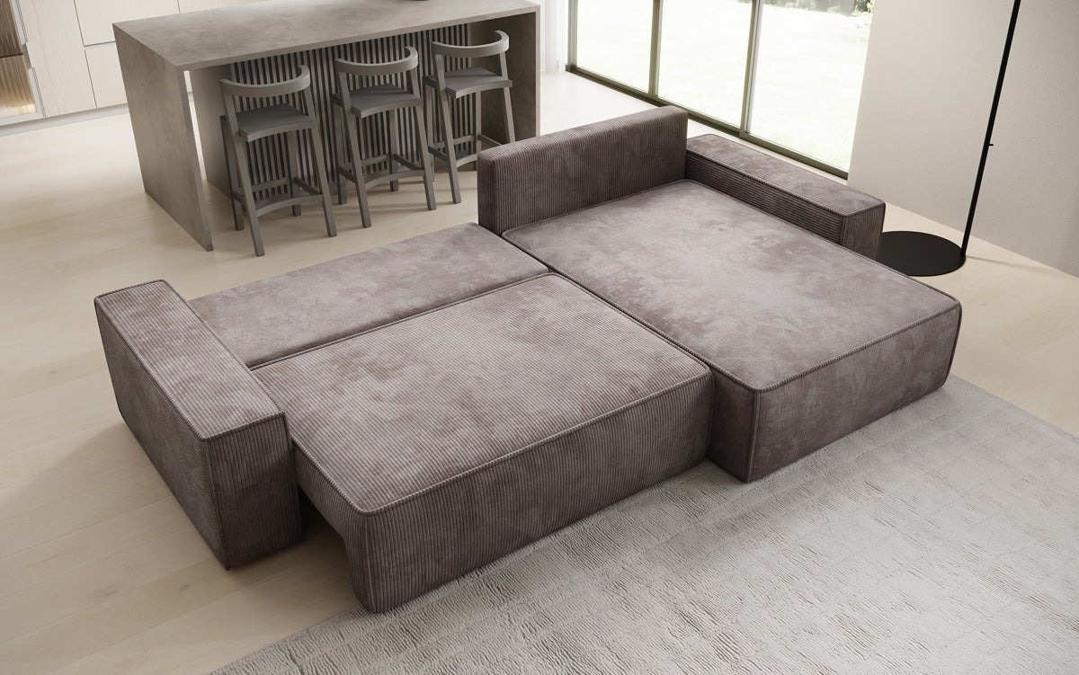 Designer Sofa Lunaro mit Schlaf- und Klappfunktion in Cord