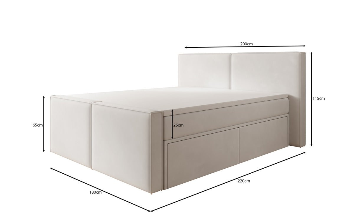 Lit boxspring Ophelia II avec tiroirs en velours