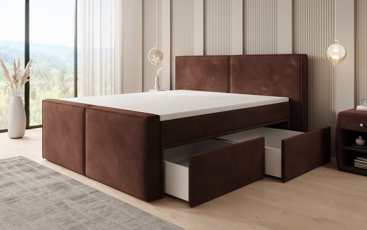 Lit boxspring Ophelia II avec tiroirs en velours