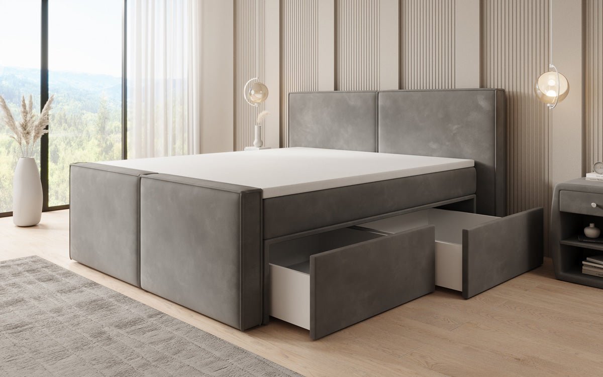 Lit boxspring Ophelia II avec tiroirs en velours