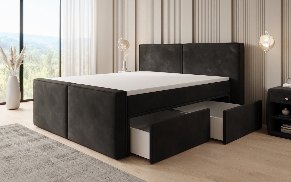 Lit boxspring Ophelia II avec tiroirs en velours