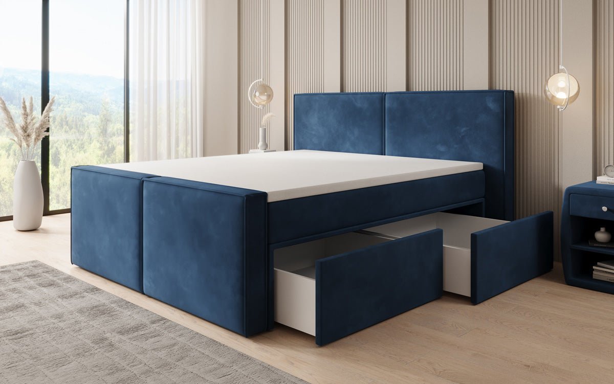 Lit boxspring Ophelia II avec tiroirs en velours