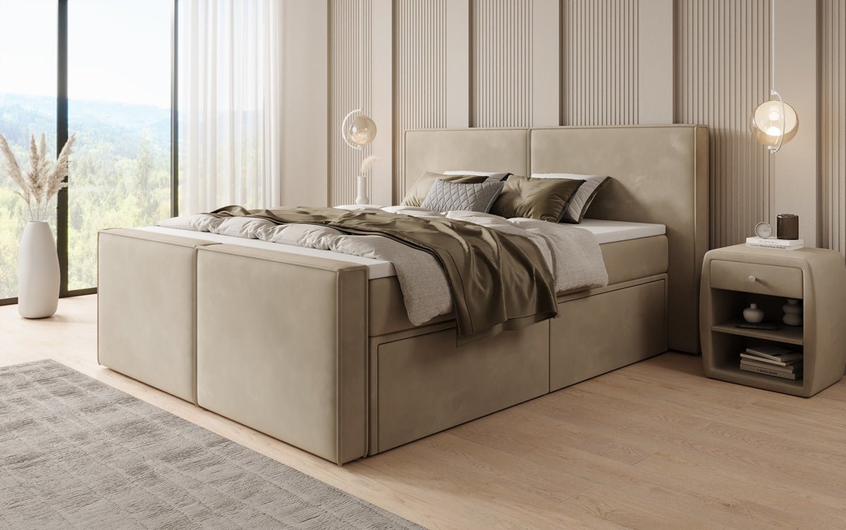 Lit boxspring Ophelia II avec tiroirs en velours