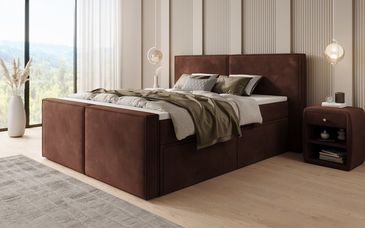 Lit boxspring Ophelia II avec tiroirs en velours