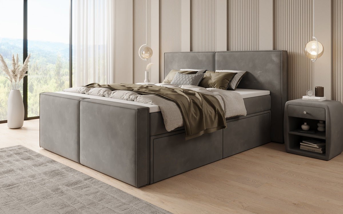 Lit boxspring Ophelia II avec tiroirs en velours