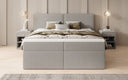Lit boxspring Ophelia avec tiroirs en Peluche Bouclé