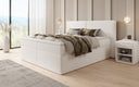 Lit boxspring Ophelia avec tiroirs en Peluche Bouclé