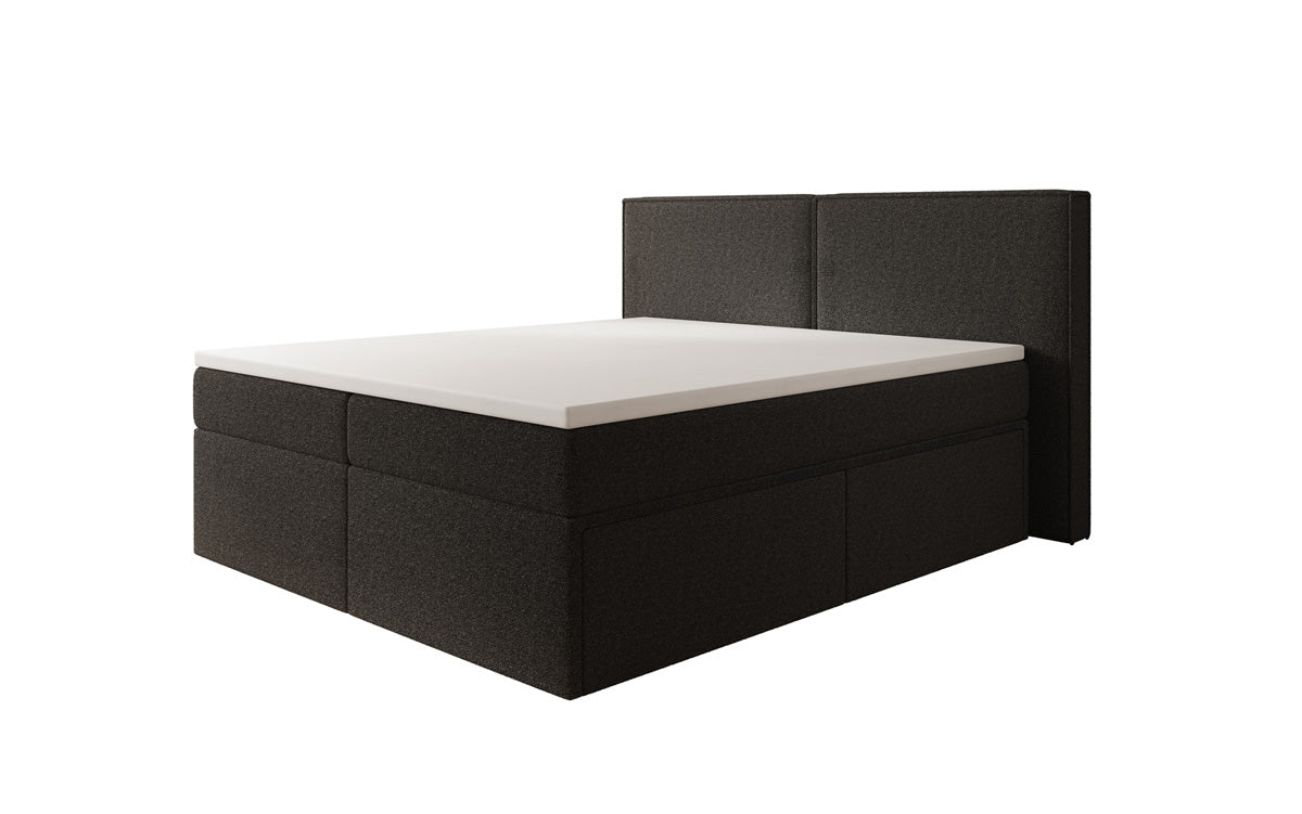 Lit boxspring Ophelia avec tiroirs en Peluche Bouclé
