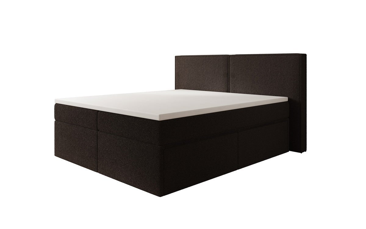 Lit boxspring Ophelia avec tiroirs en Peluche Bouclé