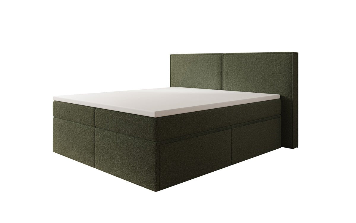 Lit boxspring Ophelia avec tiroirs en Peluche Bouclé