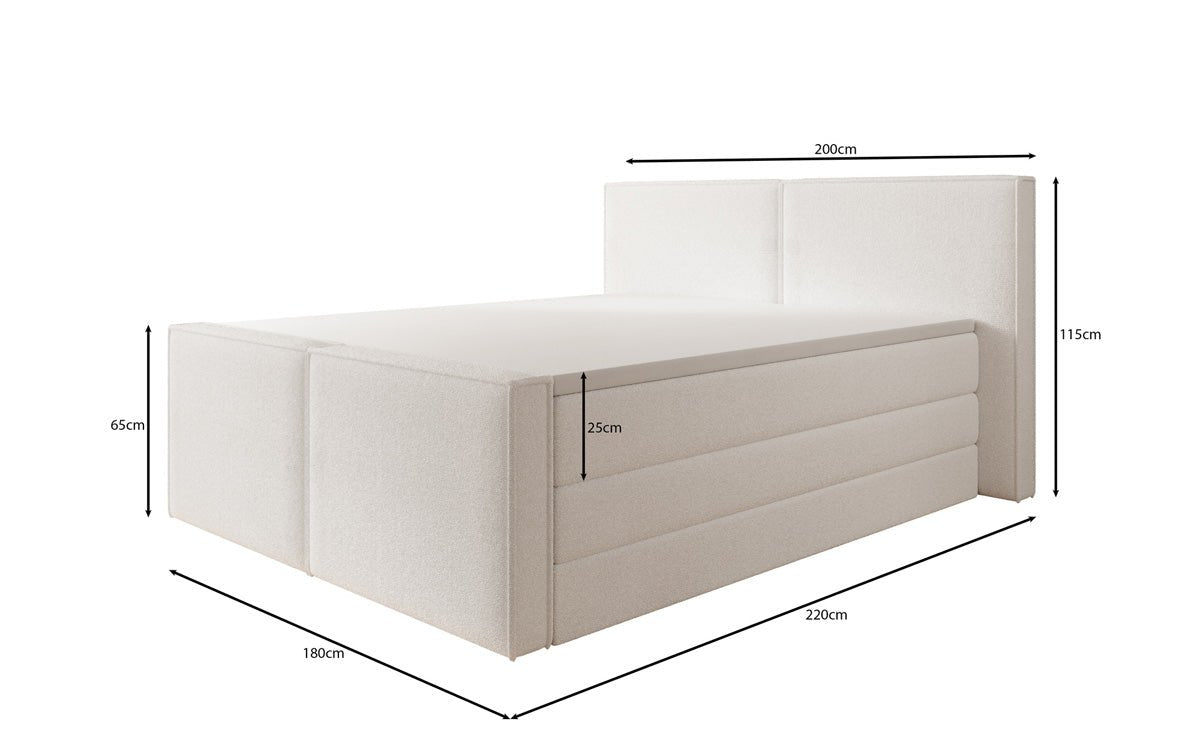 Lit boxspring Ophelia II avec rangement relevable en Peluche Bouclé