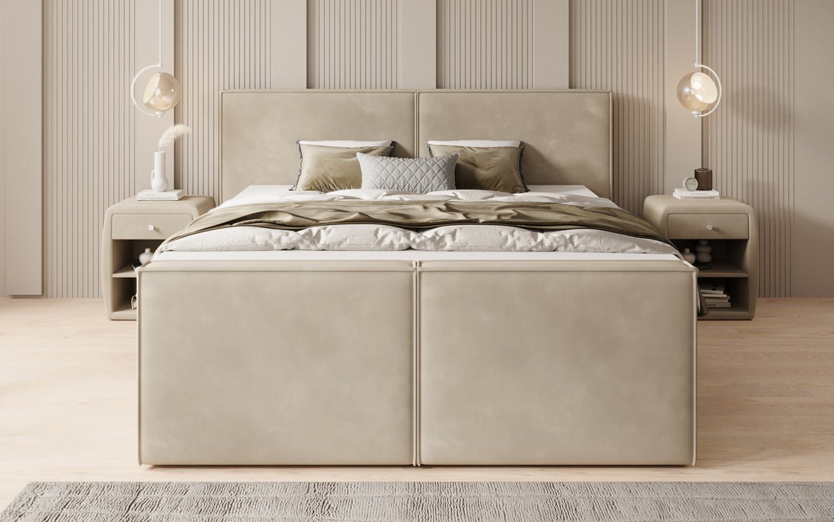 Lit boxspring Ophelia II avec rangement relevable en velours