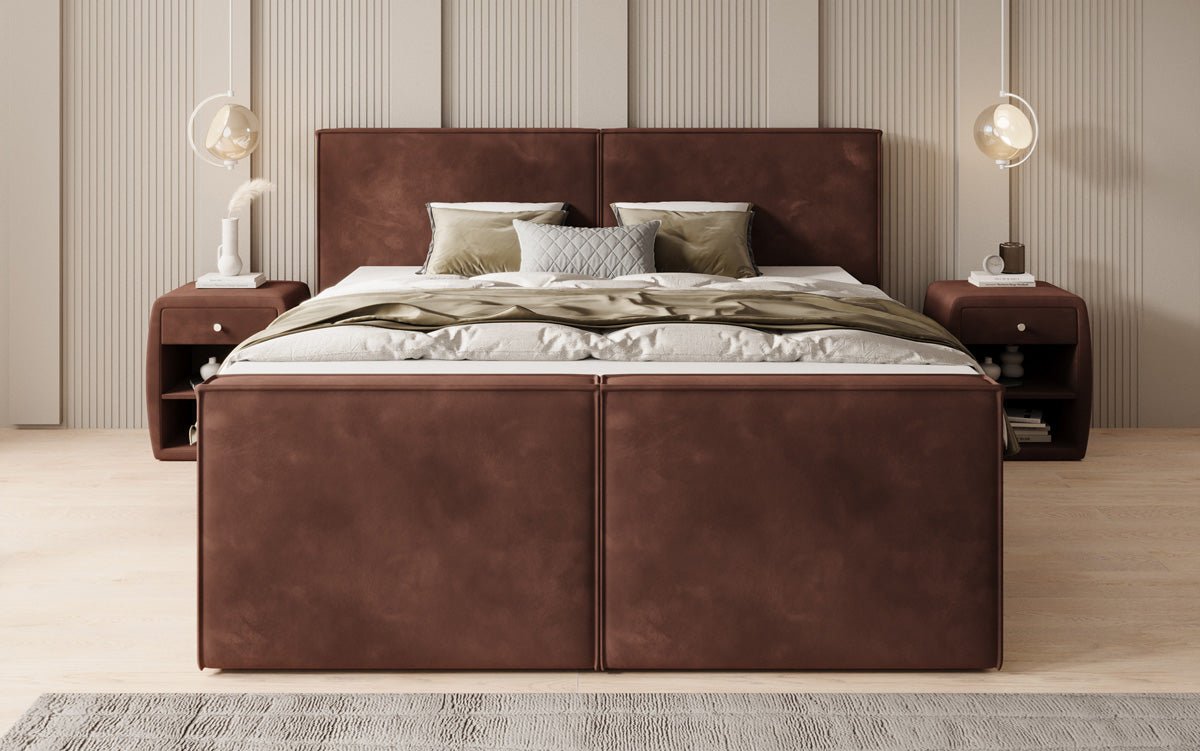 Lit boxspring Ophelia II avec rangement relevable en velours