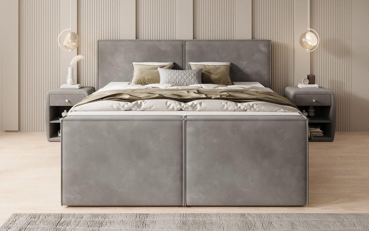 Lit boxspring Ophelia II avec rangement relevable en velours
