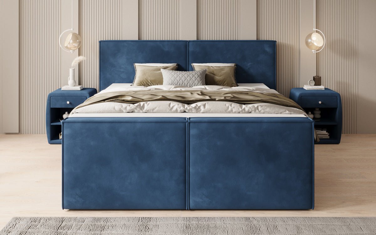Lit boxspring Ophelia II avec rangement relevable en velours