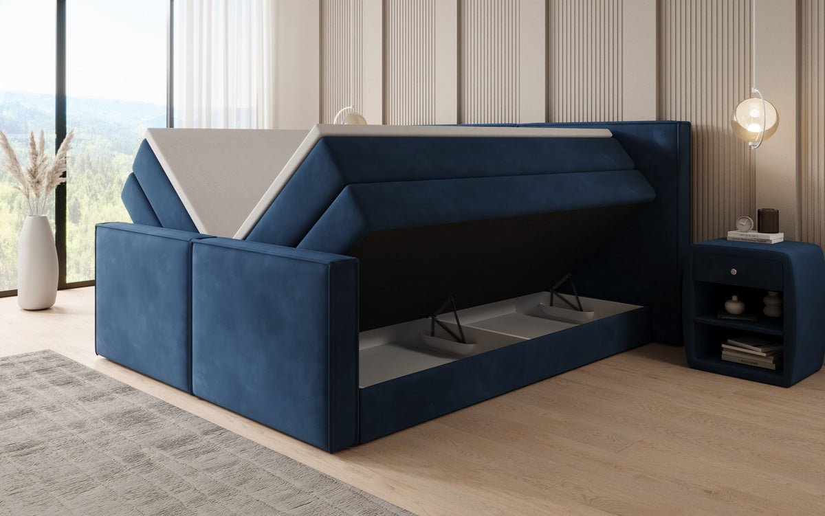 Lit boxspring Ophelia II avec rangement relevable en velours