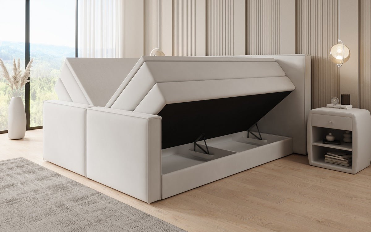 Lit boxspring Ophelia II avec rangement relevable en velours