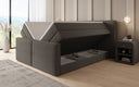 Lit boxspring Ophelia II avec rangement relevable en Peluche Bouclé