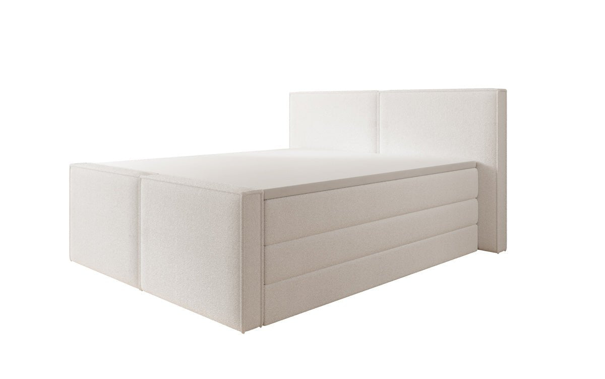 Lit boxspring Ophelia II avec rangement relevable en Peluche Bouclé