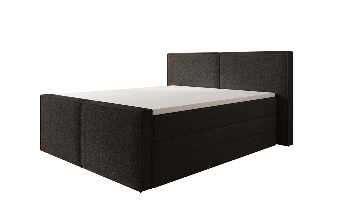 Lit boxspring Ophelia II avec rangement relevable en Peluche Bouclé