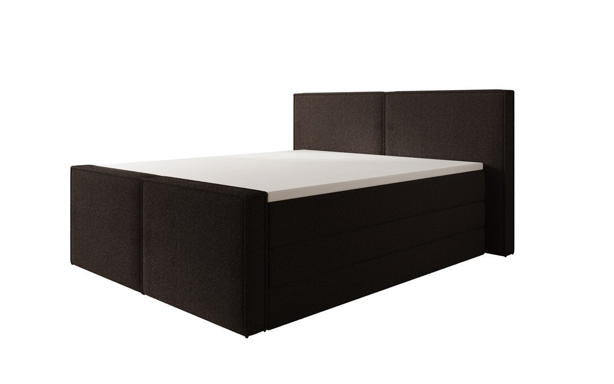 Lit boxspring Ophelia II avec rangement relevable en Peluche Bouclé