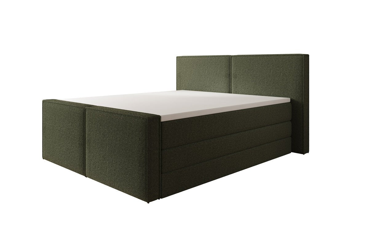 Lit boxspring Ophelia II avec rangement relevable en Peluche Bouclé