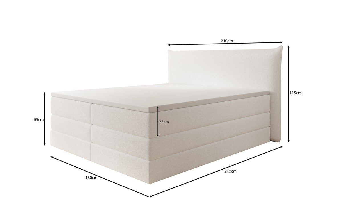 Lit boxspring Liana avec rangement relevable en Peluche Bouclé