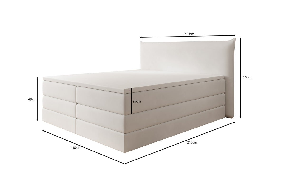 Lit boxspring Liana avec rangement relevable en velours