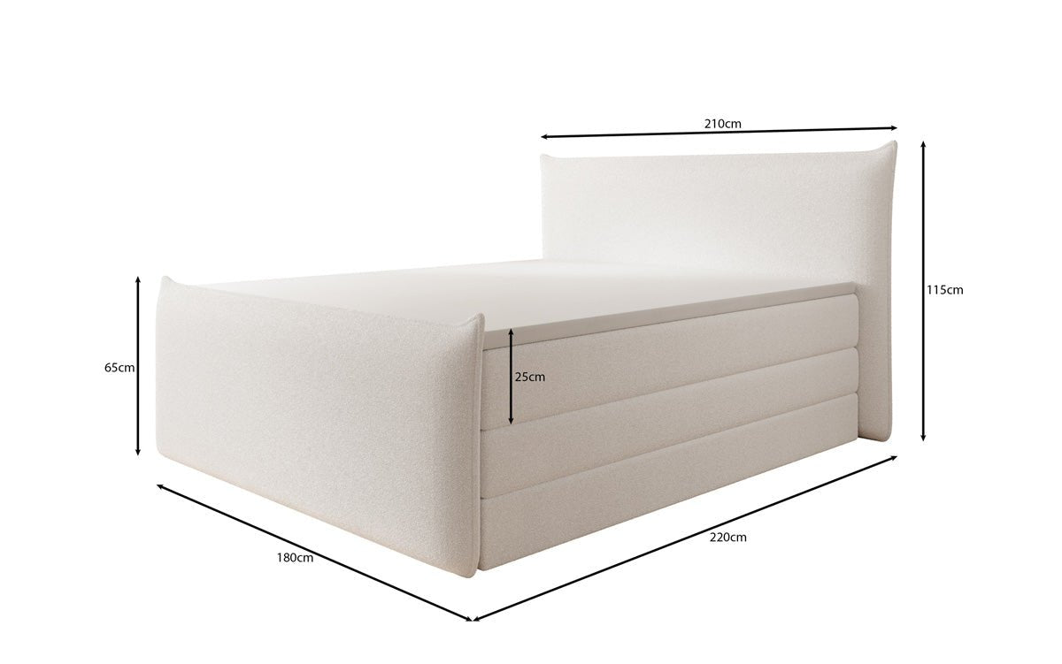 Lit boxspring Liana II avec rangement relevable en Peluche Bouclé