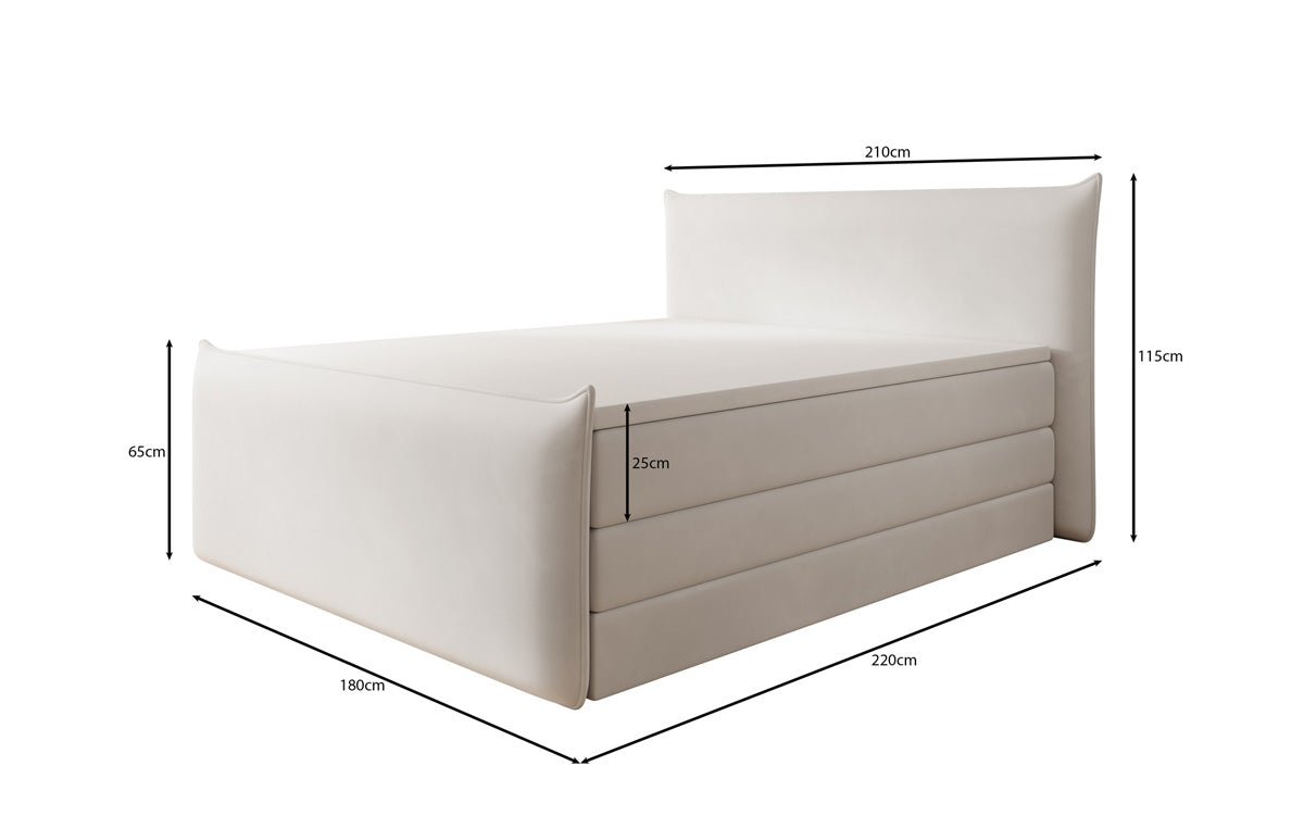 Lit boxspring Liana II avec rangement relevable en velours