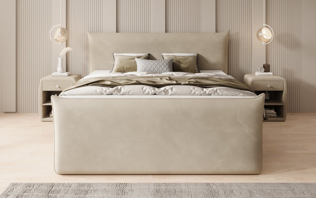Lit boxspring Liana II avec rangement relevable en velours