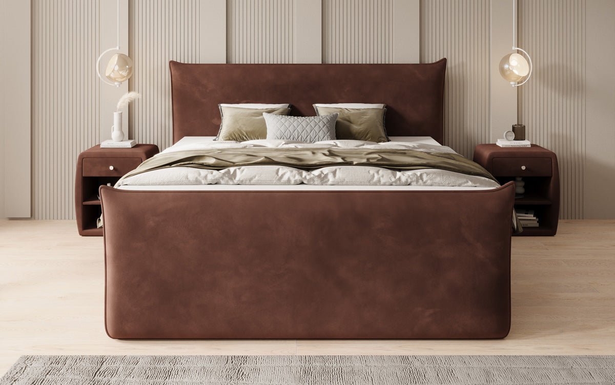 Lit boxspring Liana II avec rangement relevable en velours