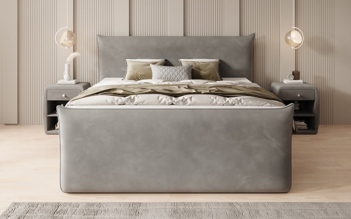 Lit boxspring Liana II avec rangement relevable en velours