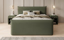 Lit boxspring Liana II avec rangement relevable en Peluche Bouclé