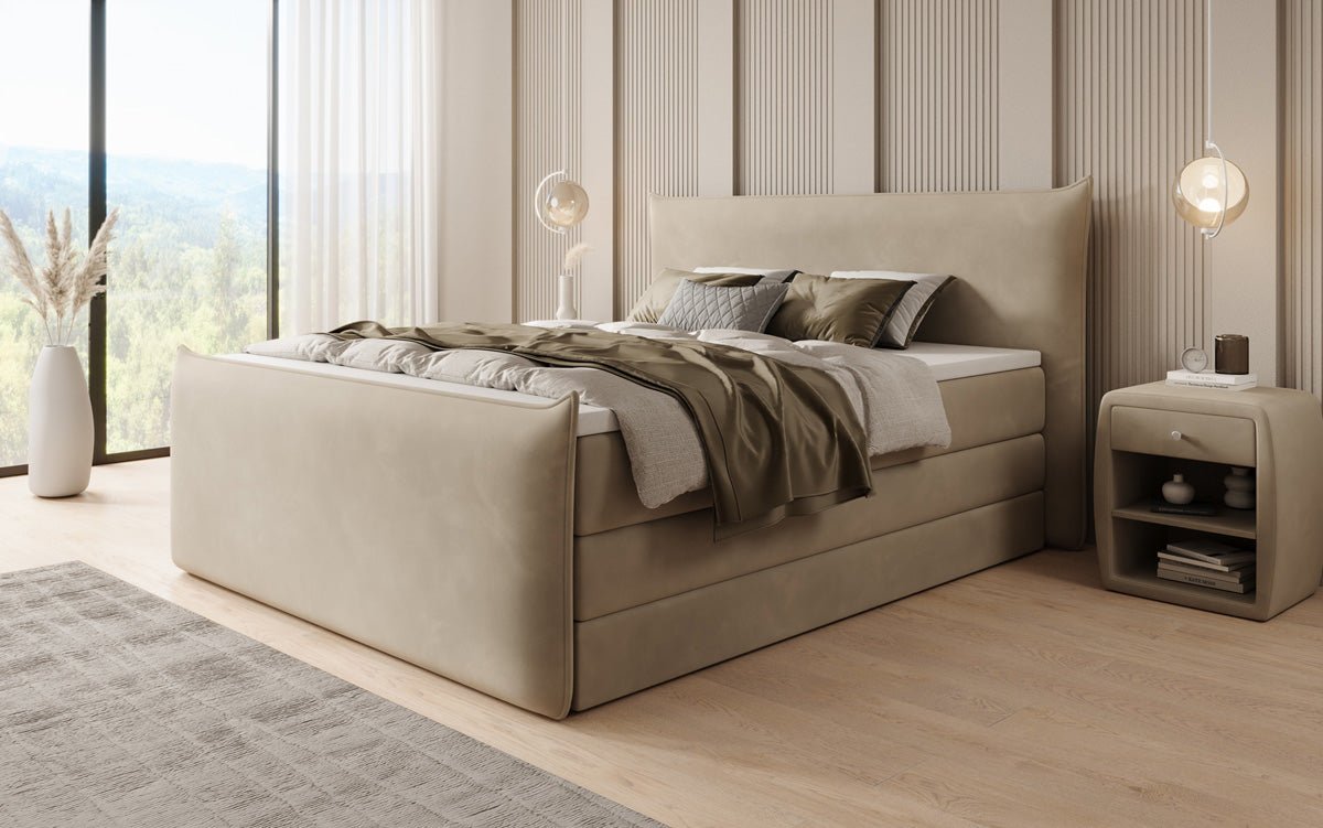 Lit boxspring Liana II avec rangement relevable en velours