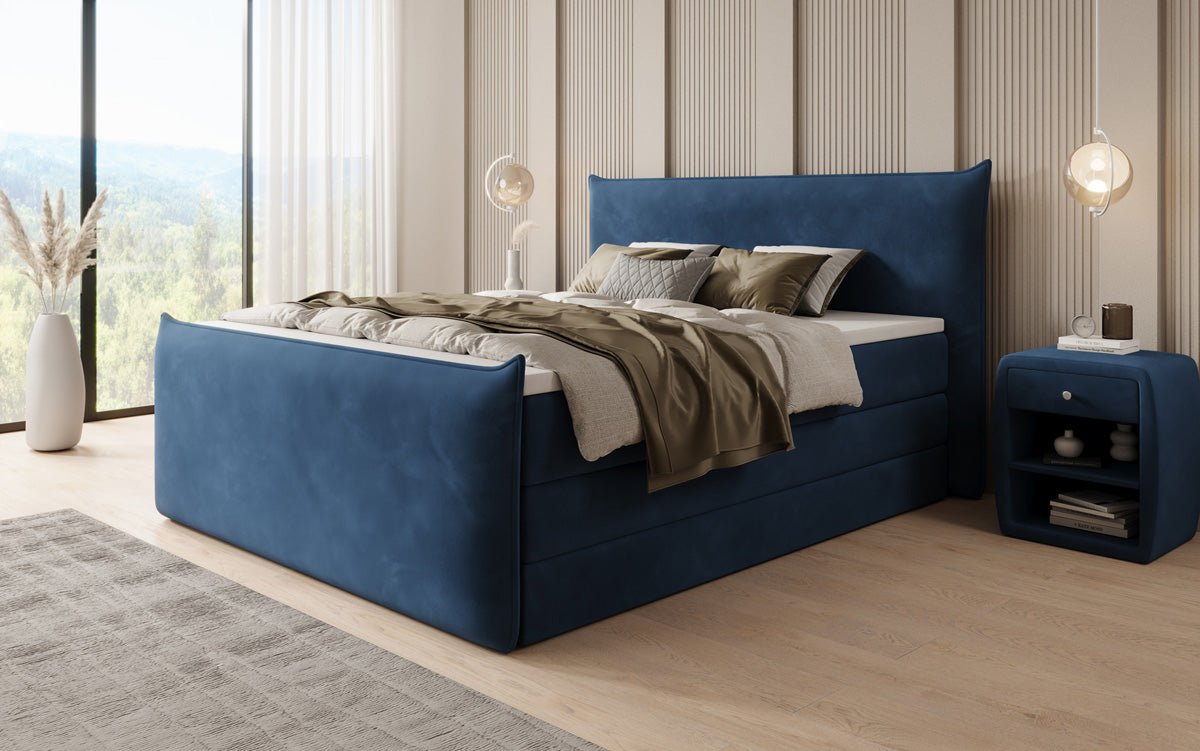 Lit boxspring Liana II avec rangement relevable en velours