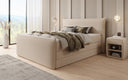 Lit boxspring Liana II avec rangement relevable en Peluche Bouclé