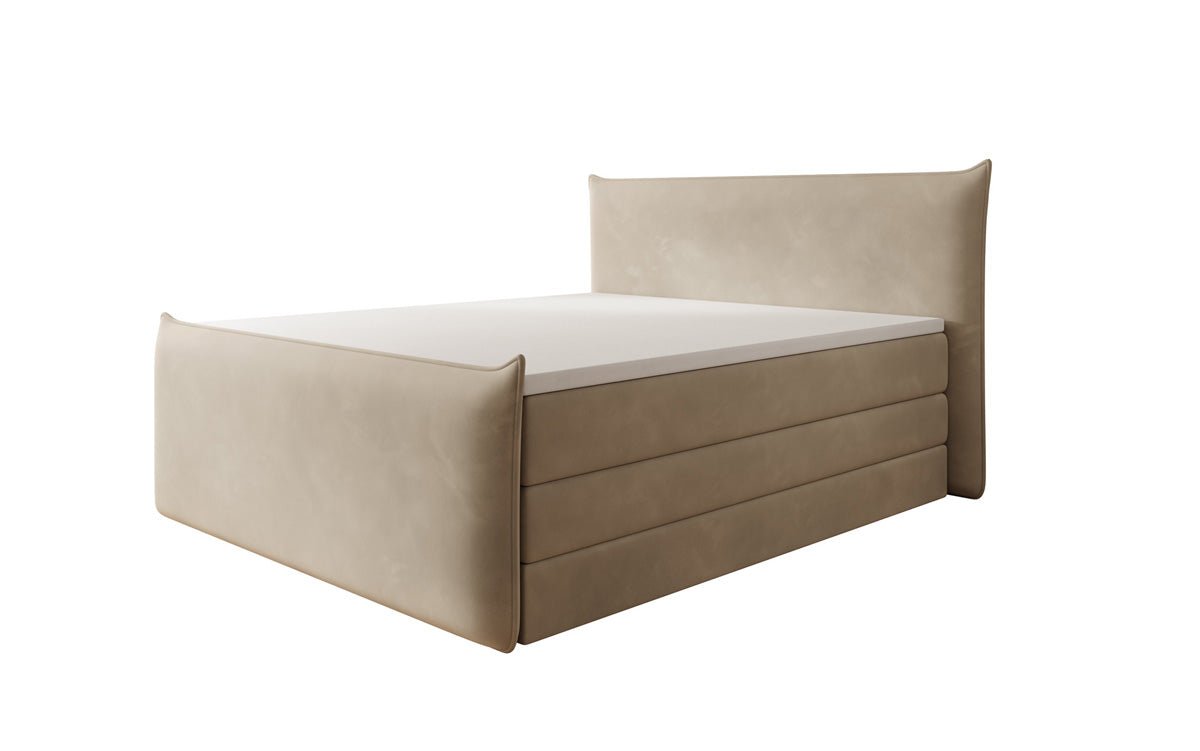 Lit boxspring Liana II avec rangement relevable en velours