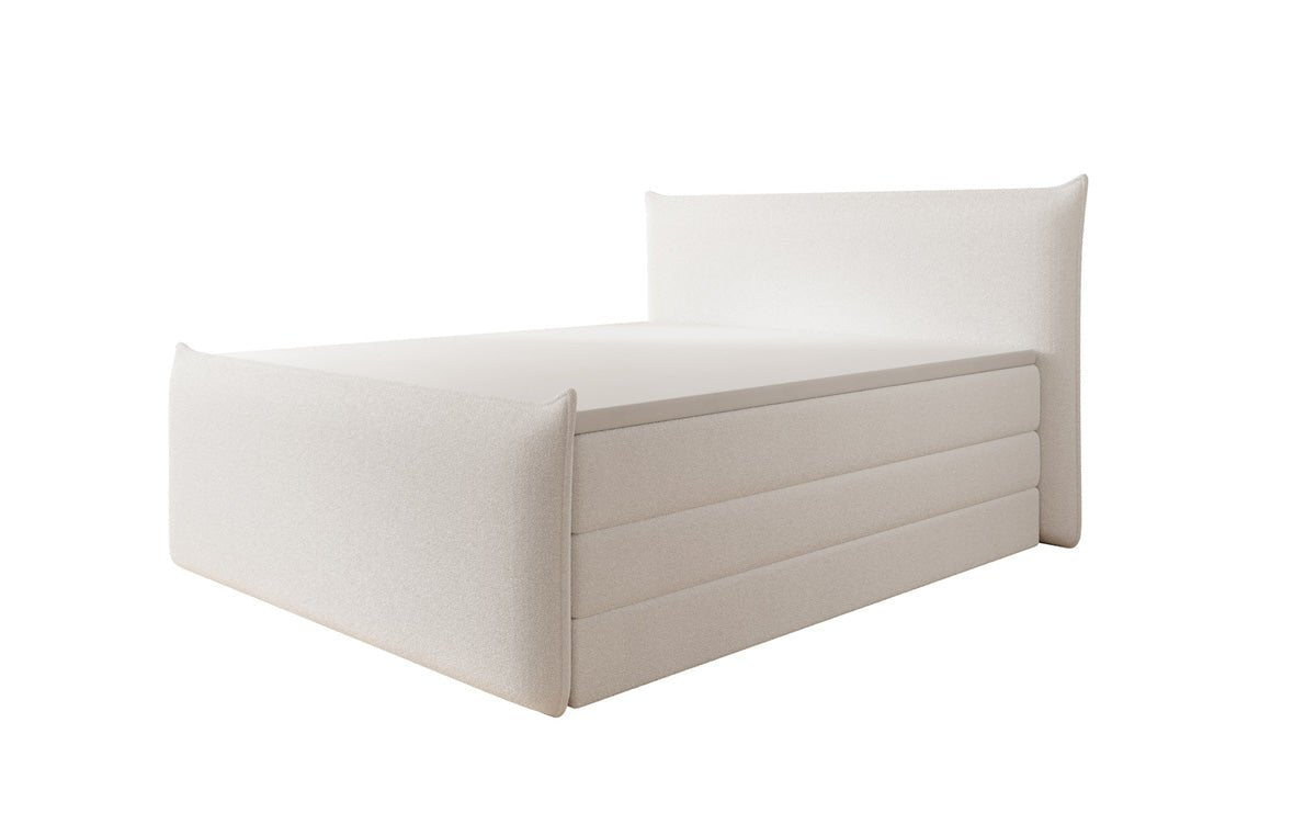 Lit boxspring Liana II avec rangement relevable en Peluche Bouclé