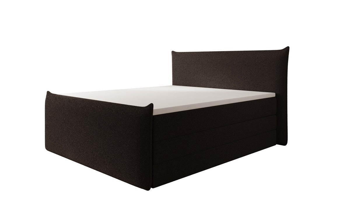 Lit boxspring Liana II avec rangement relevable en Peluche Bouclé