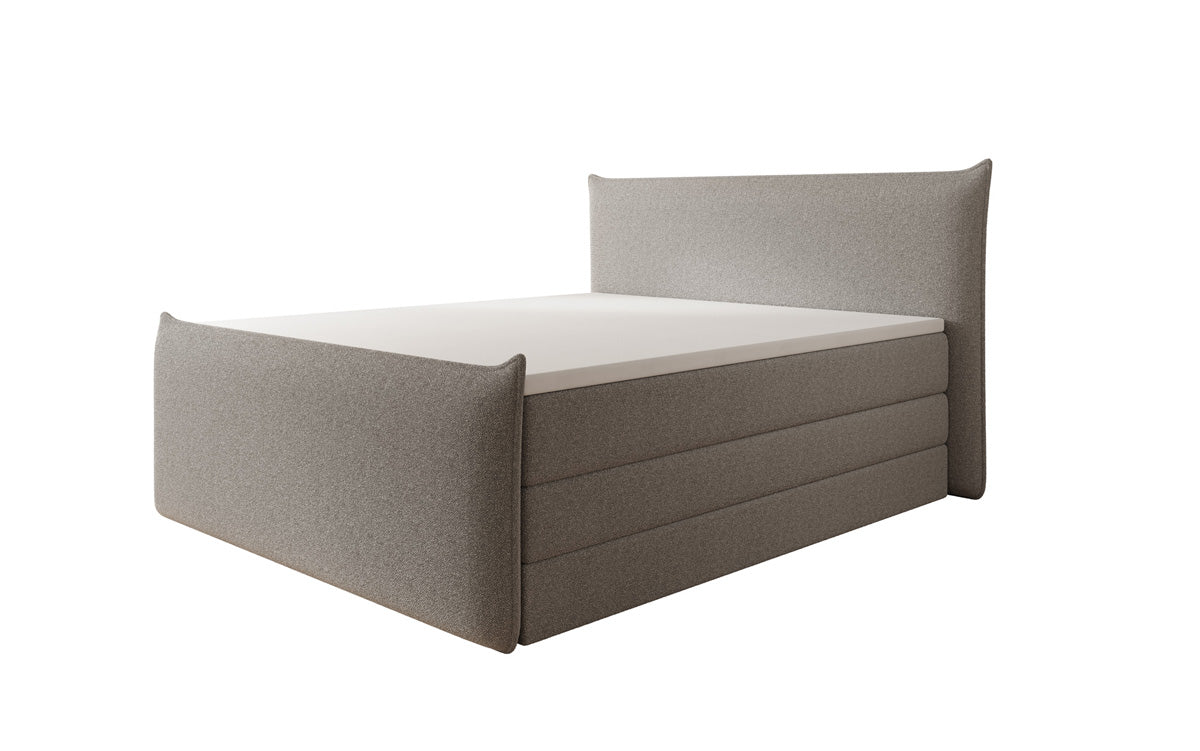 Lit boxspring Liana II avec rangement relevable en Peluche Bouclé