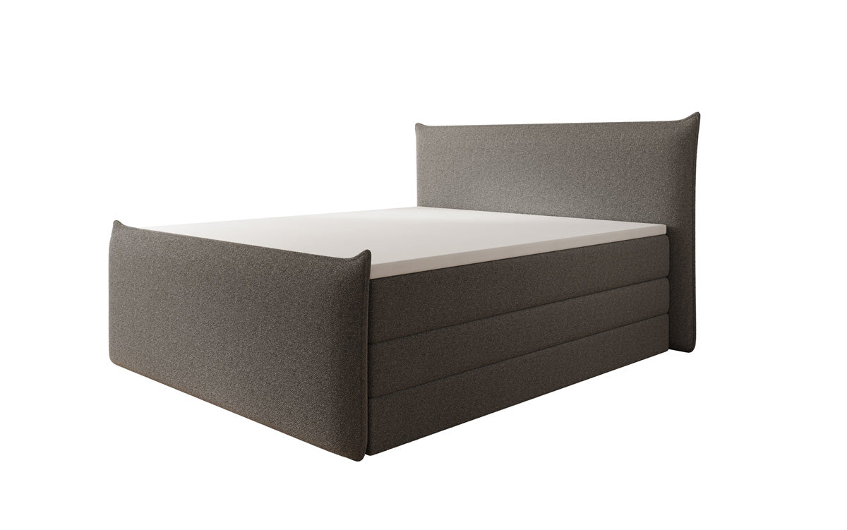 Lit boxspring Liana II avec rangement relevable en Peluche Bouclé