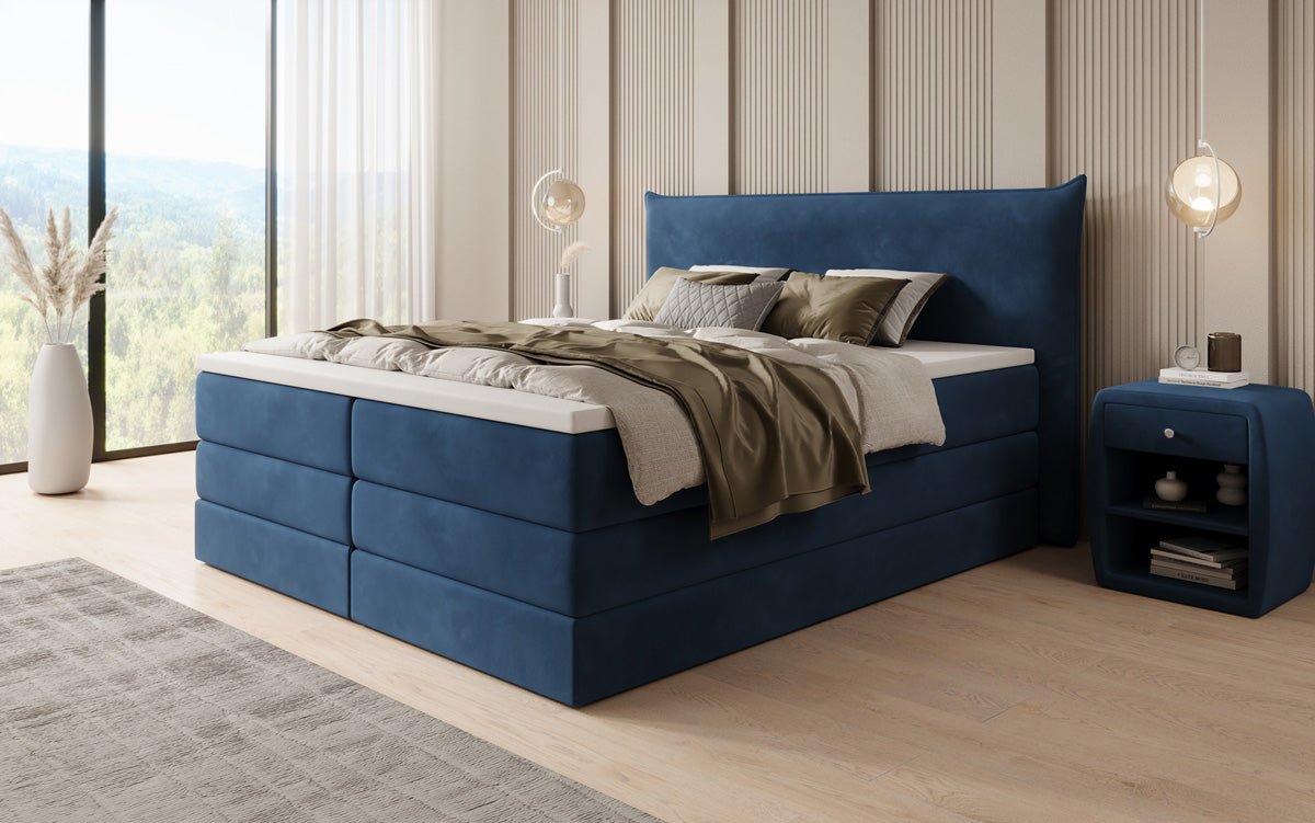 Lit boxspring Liana avec rangement relevable en velours